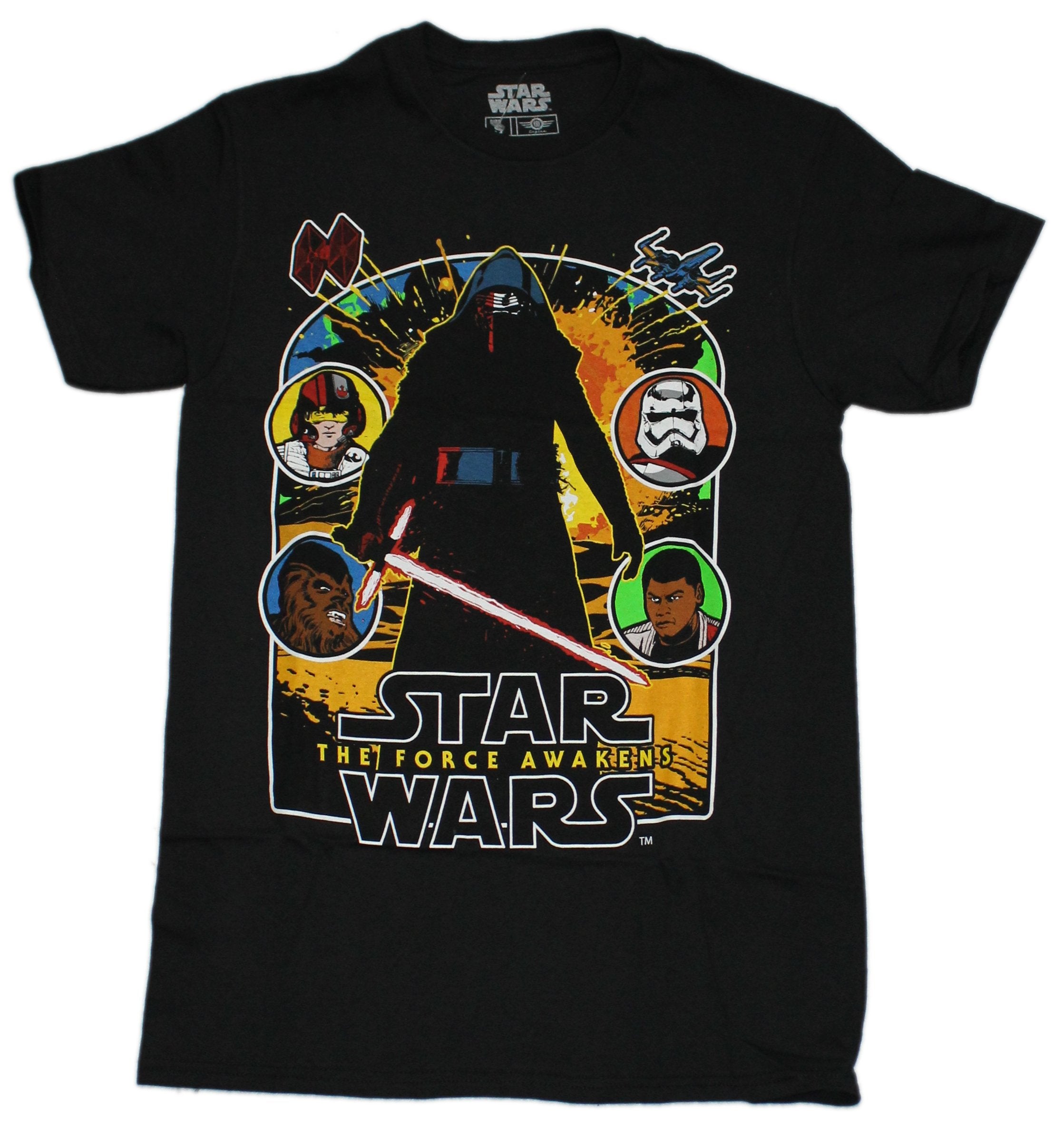 Star Wars Mens T-Shirt - Kylo Ren Surrounded by Circle Cast