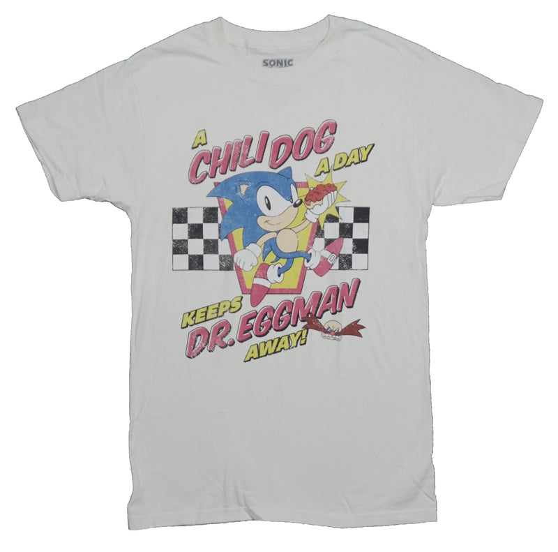 Sonic the Hedgehog  Mens T-Shirt - "A Chili Dog Keeps Dr. Eggman Away!"