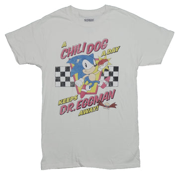 Sonic the Hedgehog  Mens T-Shirt - "A Chili Dog Keeps Dr. Eggman Away!"