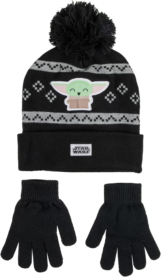 Star Wars Mandalorian Boy’s Cuff Beanie & Gloves Set - Inmyparentsbasement.com