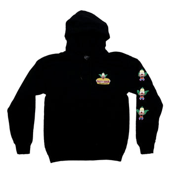 The Simpsons Mens Pullover Hoodie - Krusty Burger Lapel and Large Logo Back