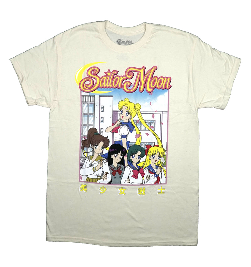 Sailor Moon Mens T-Shirt - Sailor Guardians Locked Arms Below Sailor Moon