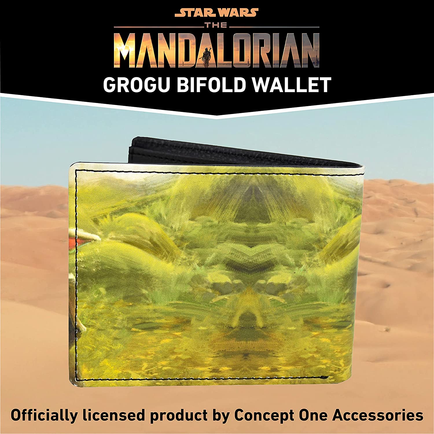 Star Wars Grogu Wallet, The Mandalorian The Child Slim Bifold Wallet with Decorative Tin Case