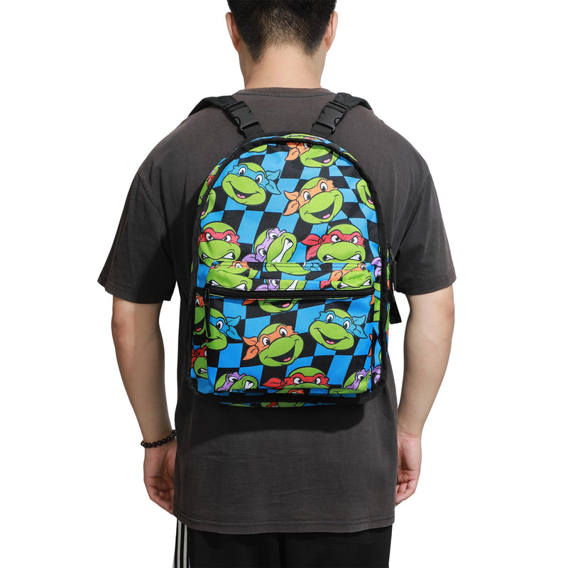 Bioworld Unisex KidsTeenage Mutant Ninja Turtles Interchangeable Characters 16.5" Reversible Backpack (Little Kid/Big Kid) Aop One-Size