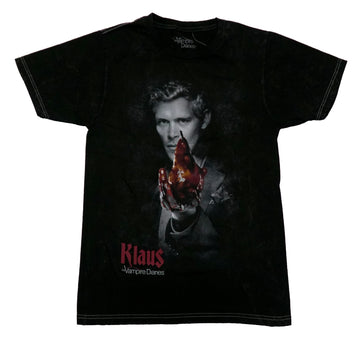 The Vampire Diaries Mens T-Shirt - Klaus Holding Bloody Apple Stone Washed