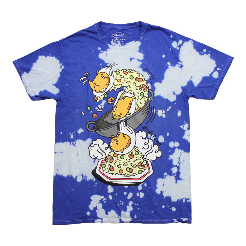 Gudetama Mens T-Shirt - Flying On Eggs Down to Plate Tie Dye