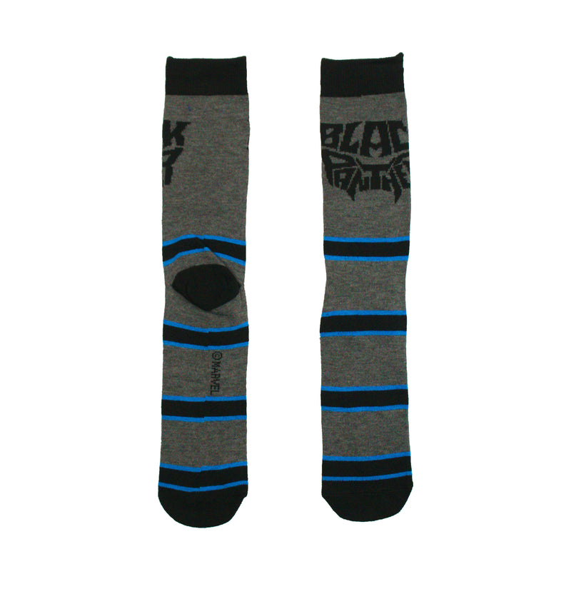Marvel Black Panther Title over stripes Grey Men's Crew sock