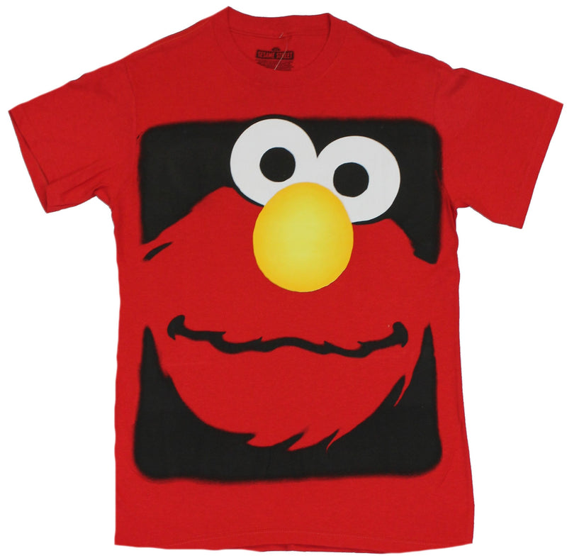 Sesame Street Mens T-Shirt - Giant Elmo Face in Black Box