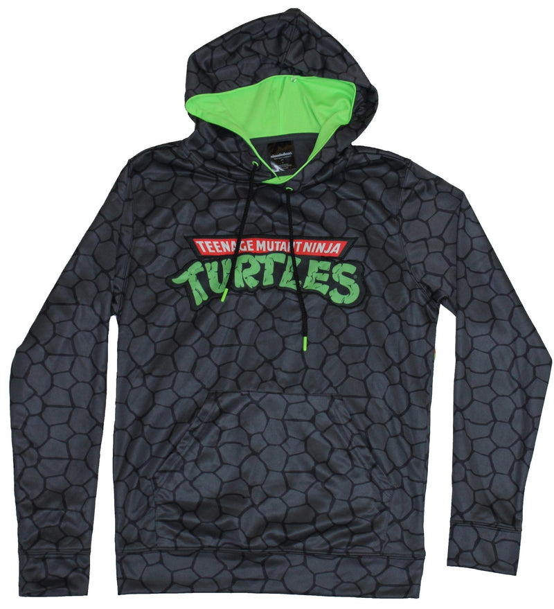 Teenage Mutant Ninja Turtles Mens Hoodie Sweatshirt - Classic Logo On Black Gray