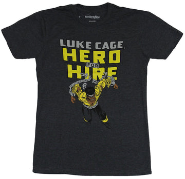 Luke Cage Hero For Hire (Marvel ) Mens T-Shirt - 70's Style Luke Under Logo