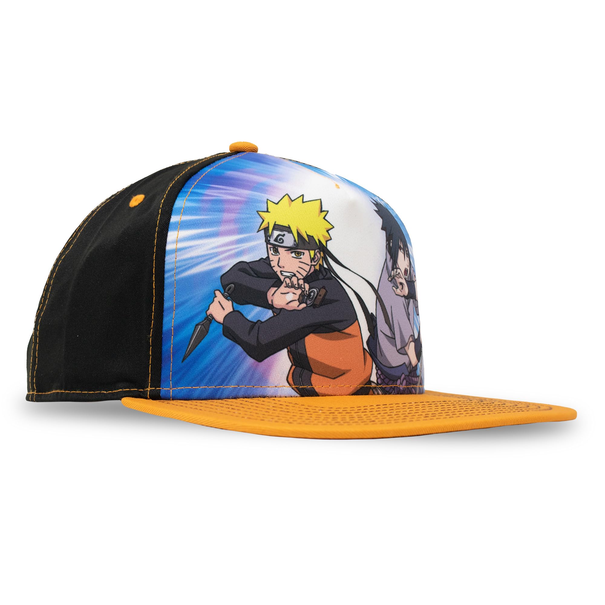 Ripple Junction Naruto Shippuden 5 Panel Structured Adjustable Adult Anime Black Flat Bill Snapback Hat Officially Licensed