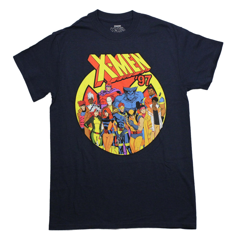 X-Men 97 Mens T-Shirt - 97 Cast In Sunny Circle Below Yellow & Red Name