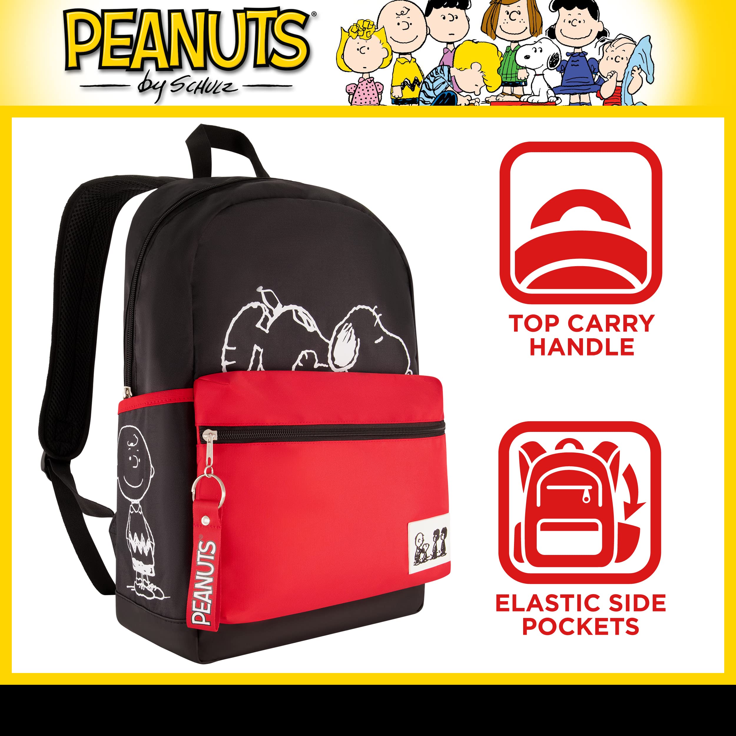 Peanuts 13 Inch Sleeve Backpack, Snoopy, Charlie Brown and Woodstock Padded Computer Bag for Commute or Travel, Multi