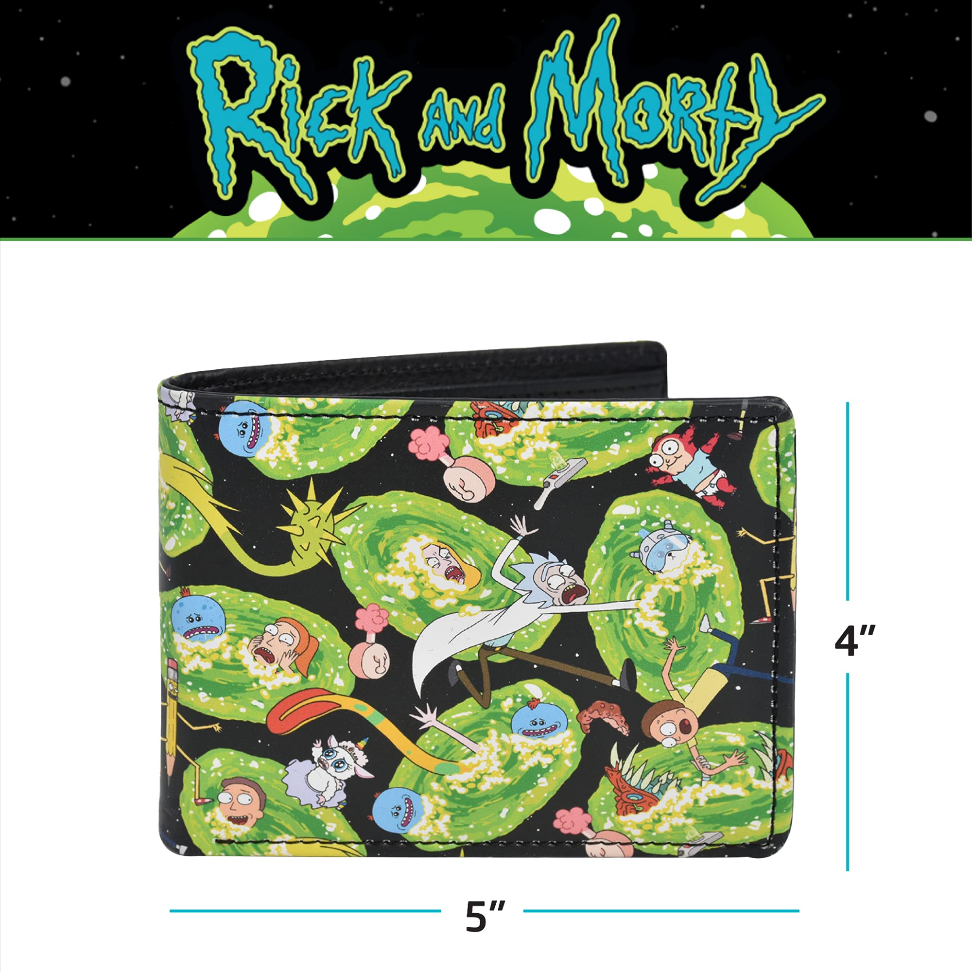 Adult Swim's Rick and Morty Bifold Wallet in a Decorative Tin Case, Multi
