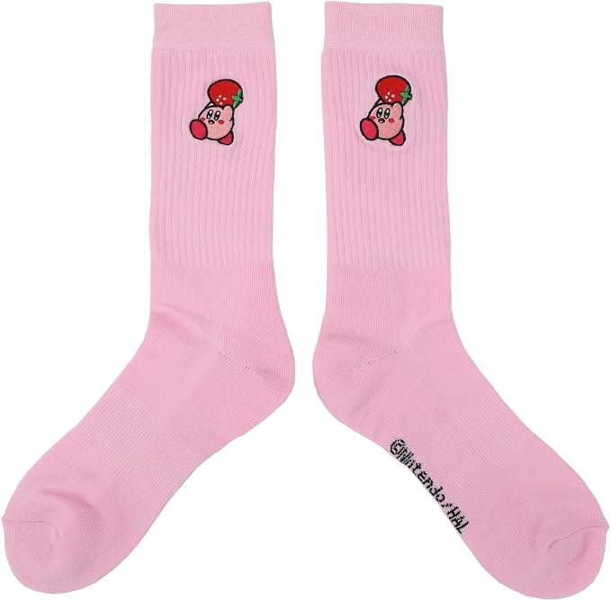 Bioworld Kirby Carrying Strawberry Men's Pink Athletic Crew Socks