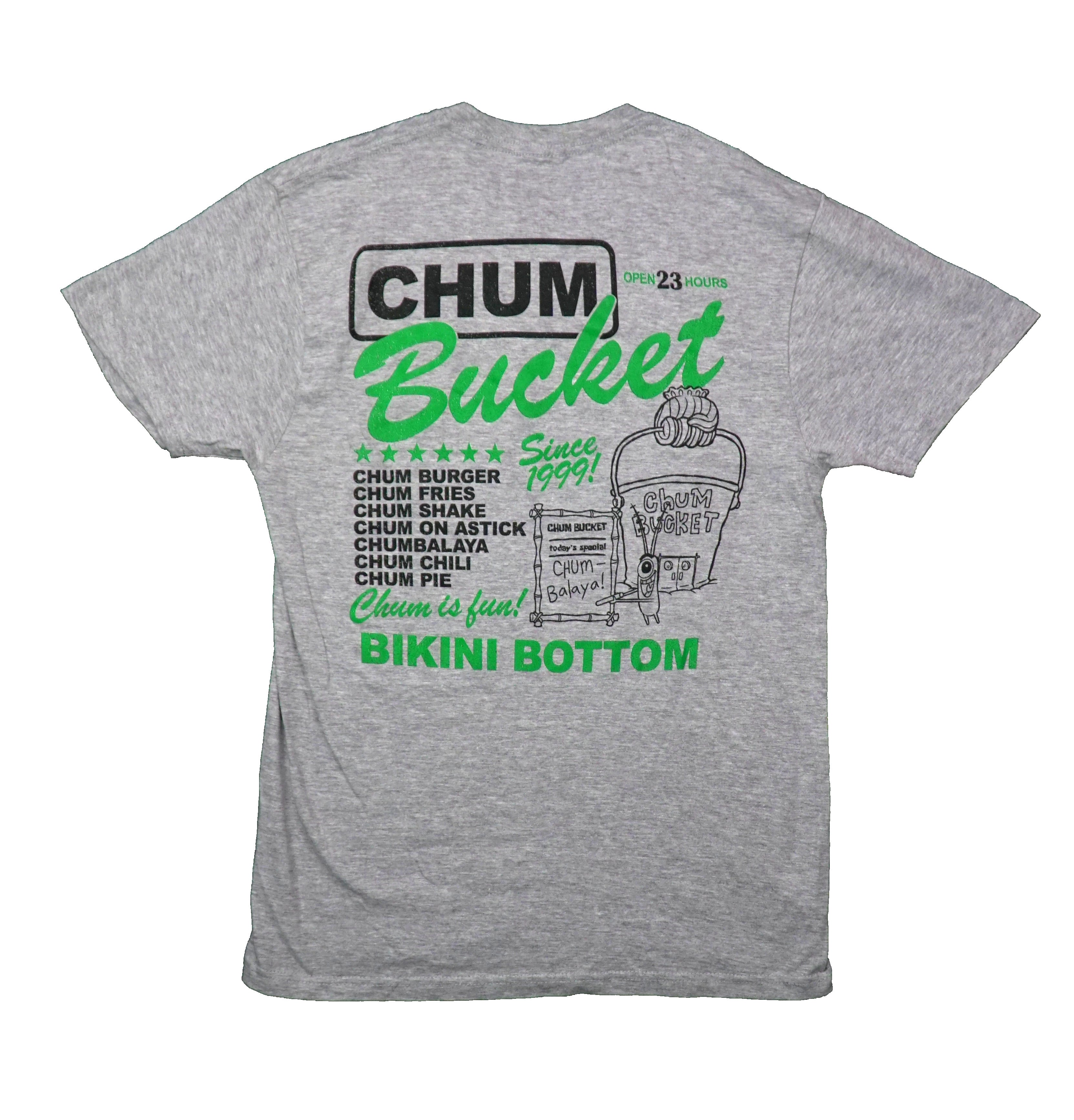 Spongebob Squarepants Mens T-Shirt -Lapel Chum Bucket Logo Ad Back