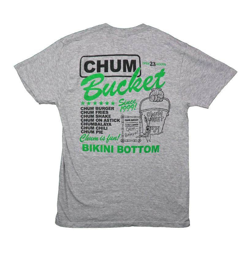 Spongebob Squarepants Mens T-Shirt -Lapel Chum Bucket Logo Ad Back