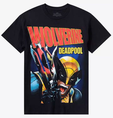 Deadpool & Wolverine Mens T-Shirt - Deadpool Reflects in Wolvy Claws Jumbo Print