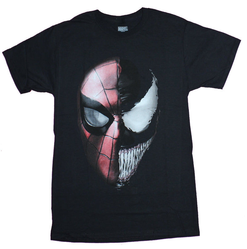 Spider-man Mens T-Shirt - Spider-man Venom Split Face in Shadow