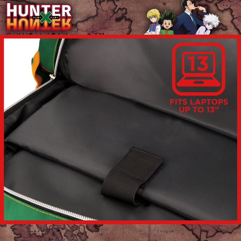 Hunter x Hunter 13 Inch Sleeve Laptop Backpack, Padded Computer Bag for Commute or Travel, Green