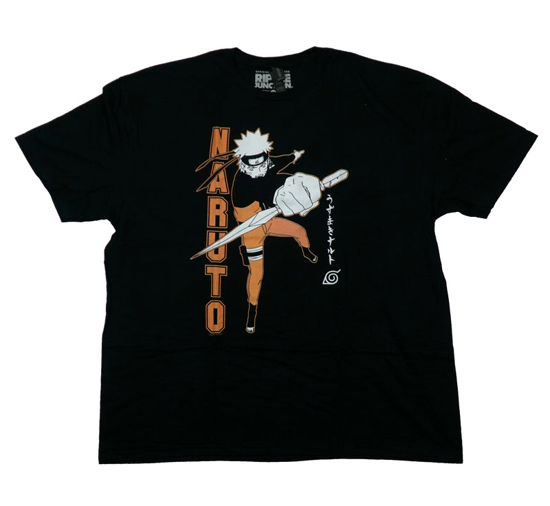 Naruto Shippuden Mens T-Shirt - Peach & White Angry Naruto Holding Weapon