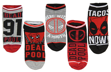 Bioworld No Show Deadpool Ankle Socks 5 Pack