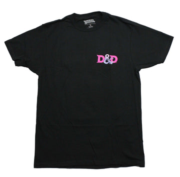 Dungeons & Dragons  Mens T-Shirt - Pink Lapel Logo Dragon & Logo on Back