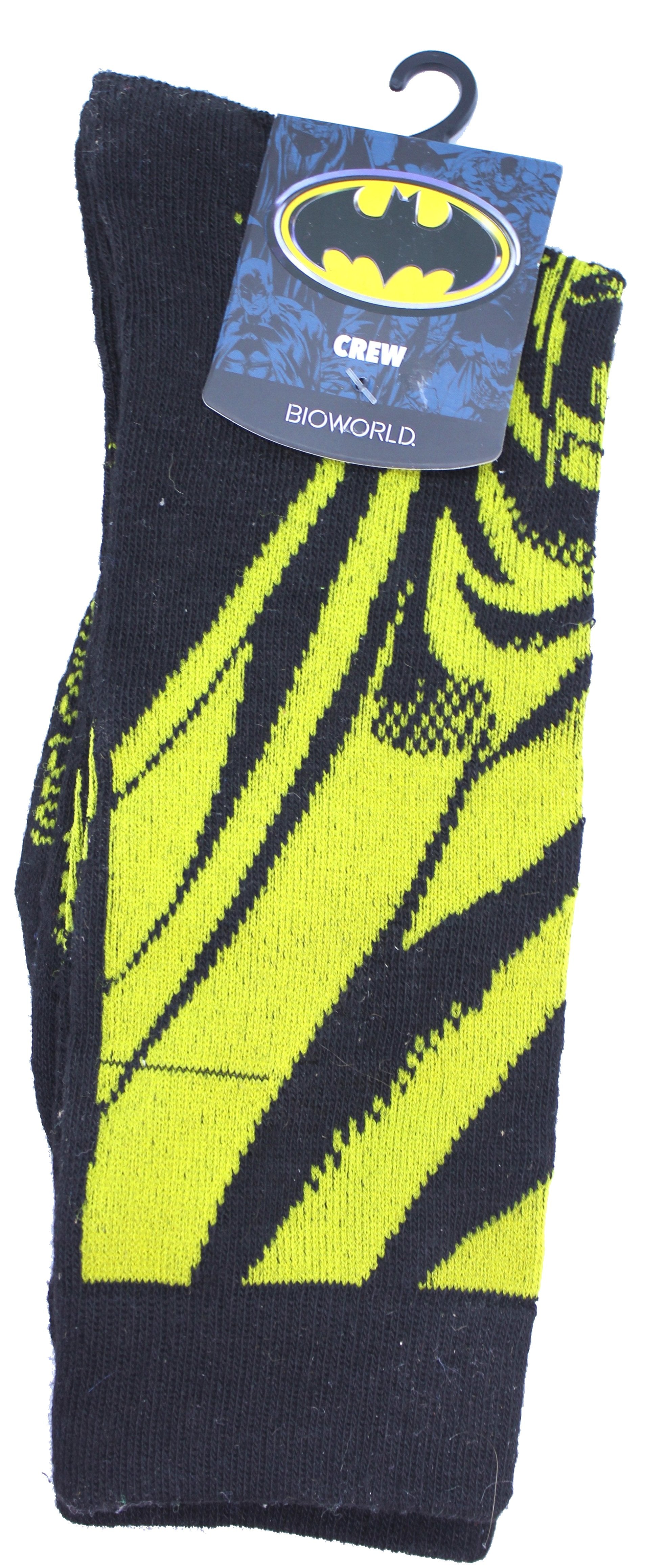 Batman Over Logo Black And Yellow Mens Crew Socks