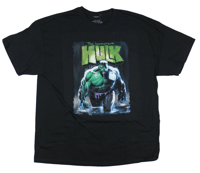 Hulk (Marvel Comics) Mens T-Shirt - Incredible Hulk Drenched in Water & Rain