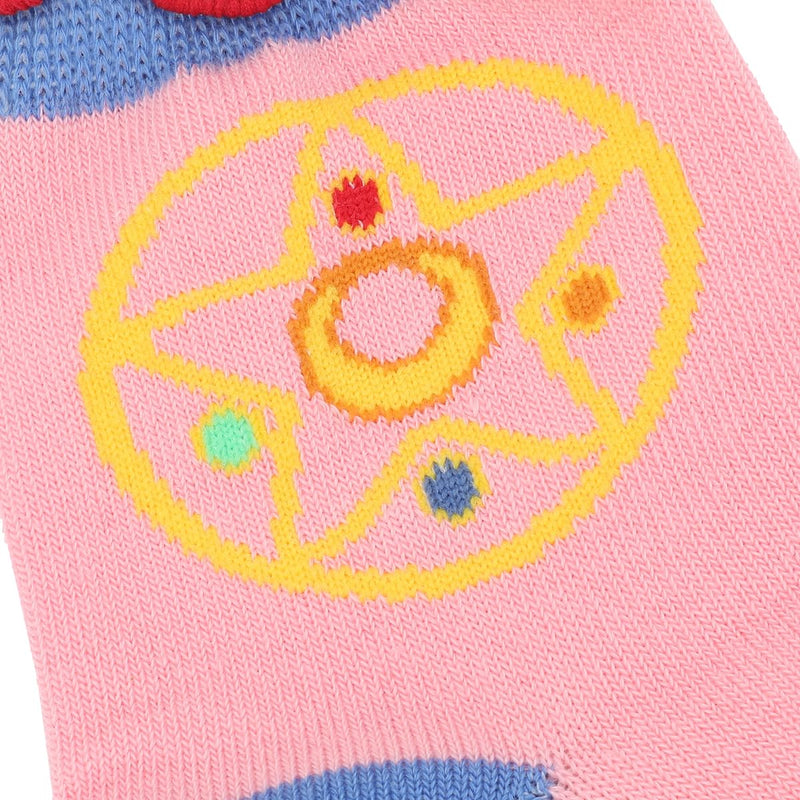Bioworld Sailor Moon Cosmic Symbols & Cats Women's 3-Pair Lettuce Edge Casual Quarter Crew Socks