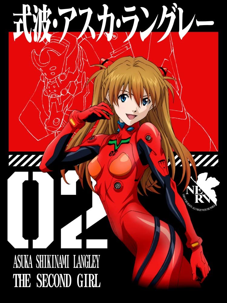 Asuka Shikinami Langley Neon Genesis Evangelion Black Anime Hoodie Large