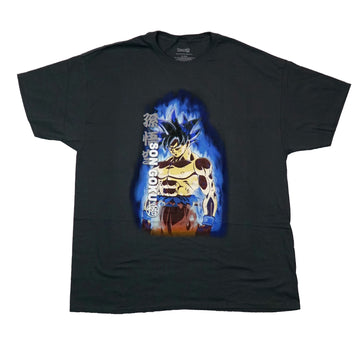 Dragon Ball Z Mens T-Shirt - Son Goku Posed In Blue Fiery Background