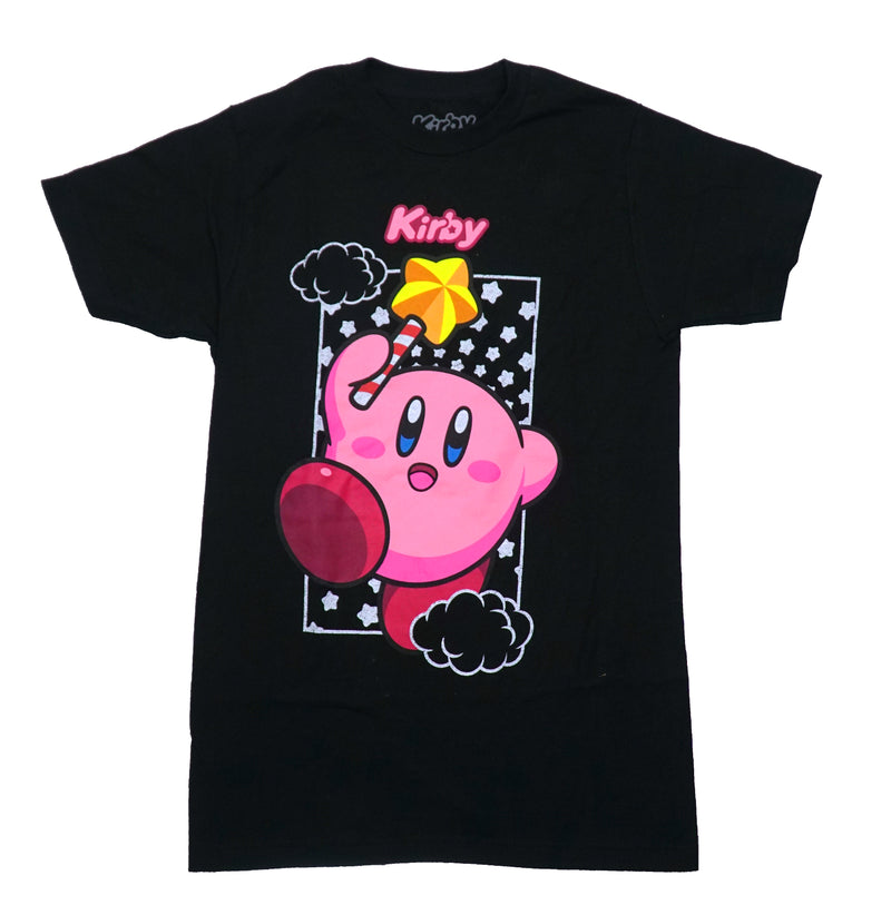 Kirby Mens T-Shirt - Among Distressed White Clouds Below Name - Inmyparentsbasement.com
