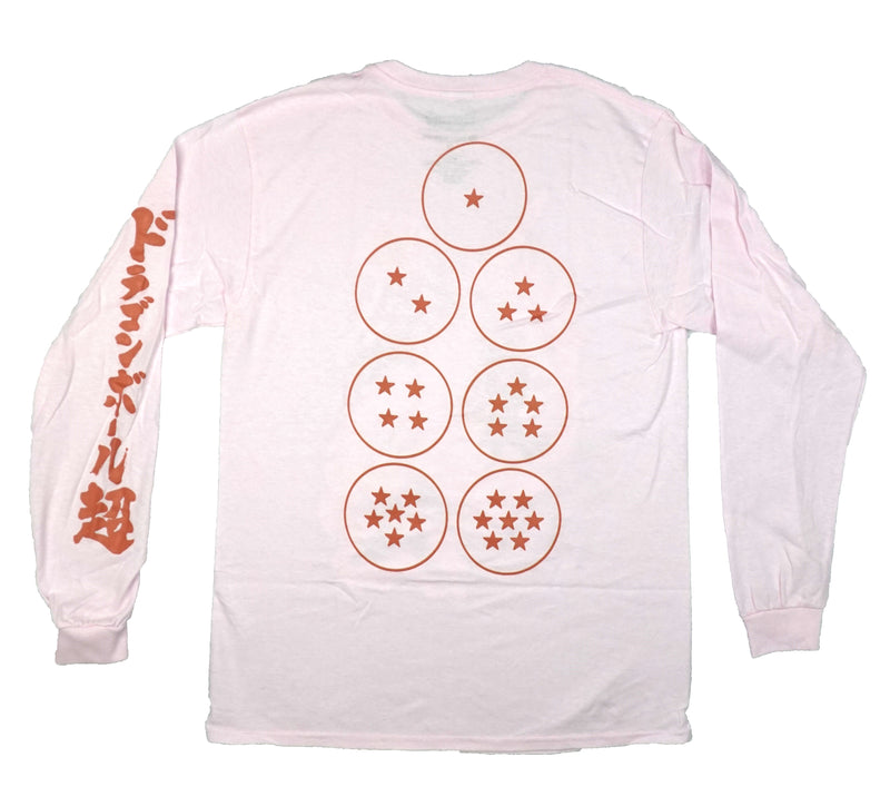 Dragon Ball Z Mens Long Sleeve T-Shirt - Trio on Front Dragon Balls on Back