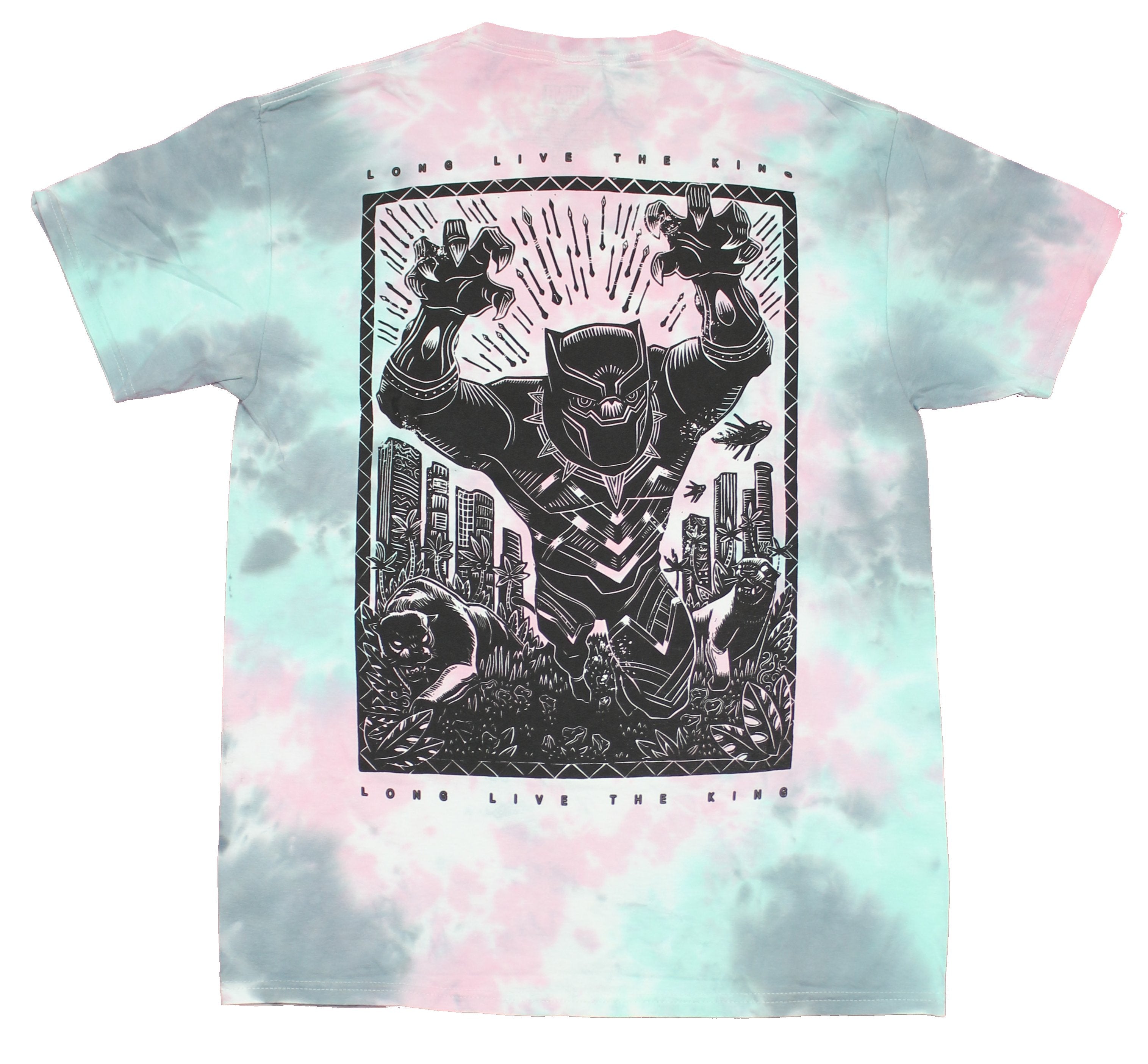 Black Panther Mens T-Shirt - Wakanda Forever Lapel Long Live The King Back