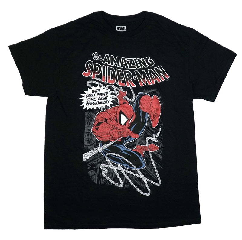 Spider-Man Mens T-Shirt -  Slinging Great Power Comes Responsibility