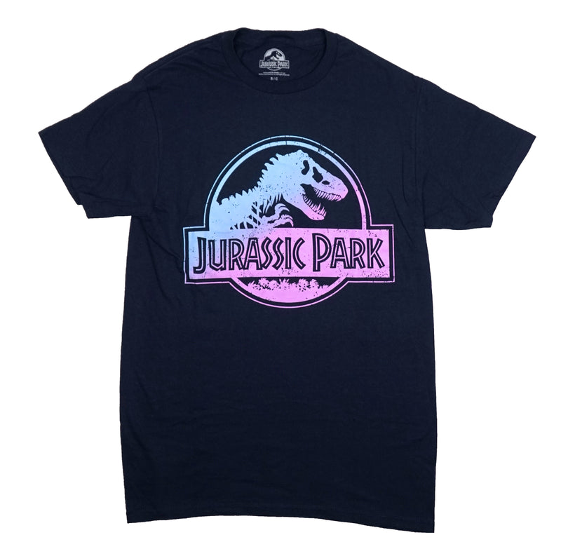 Jurassic Park Mens T-Shirt - Pink and Blue Classic Logo