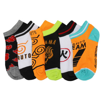 Bioworld Naruto Anime Ankle Socks for Kids Boys 6-Pack