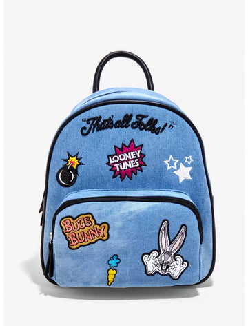 Looney Tunes Denim Patch Mini Backpack