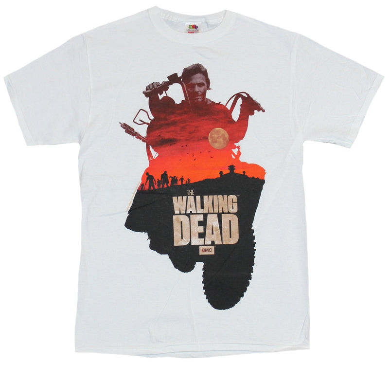 The Walking Dead Mens T-Shirt - Daryl Dixon Filled with Red Sky Walker Image