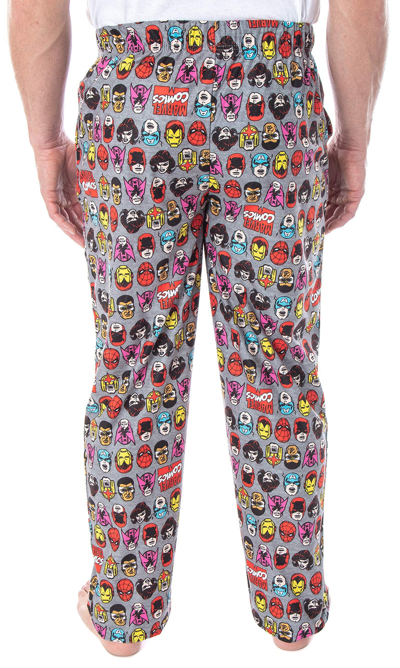 Marvel Men's Vintage Comic Character Faces Superhero Adult Sleep Lounge Pajama Pants