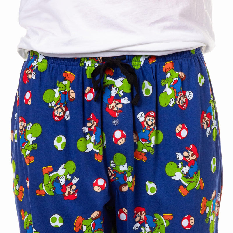 Nintendo Men's Mario and Yoshi Power Up Soft Touch Cotton Pajama Pants