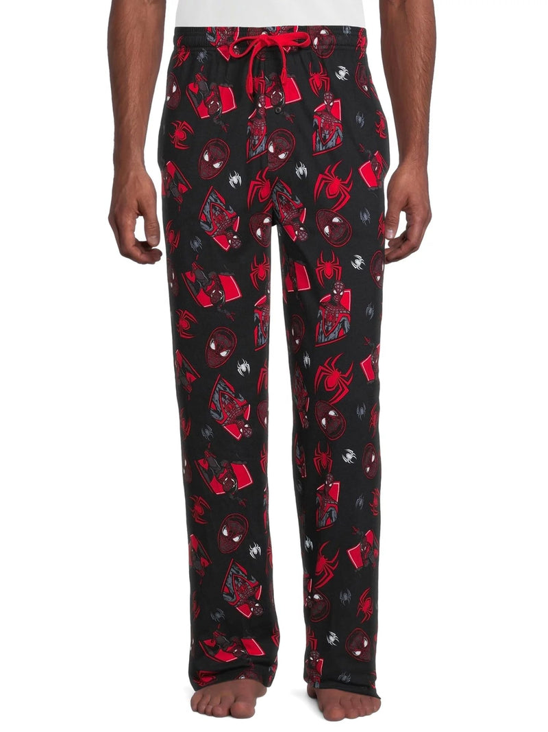 Marvel Spider-Man Men's Miles Morales Mask Allover Print Adult Sleep Bottoms Pajama Pants