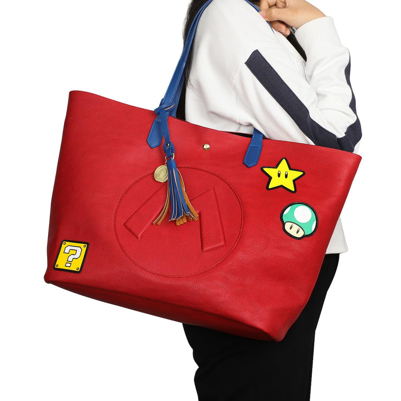 Super Mario Bros Power-Up Patches Women's Red Tote