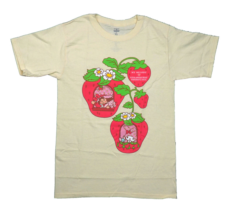 My Melody & Strawberry Shortcake Mens T-Shirt - In Strawberry Plant - Inmyparentsbasement.com