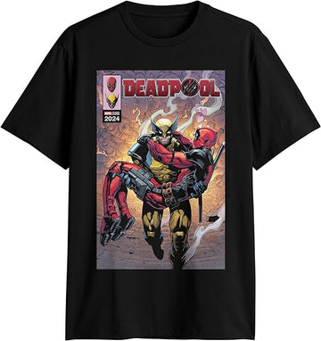 Deadpool & Wolverine Mens T-Shirt - Wolvy Carrying Deadpool to Safety Image