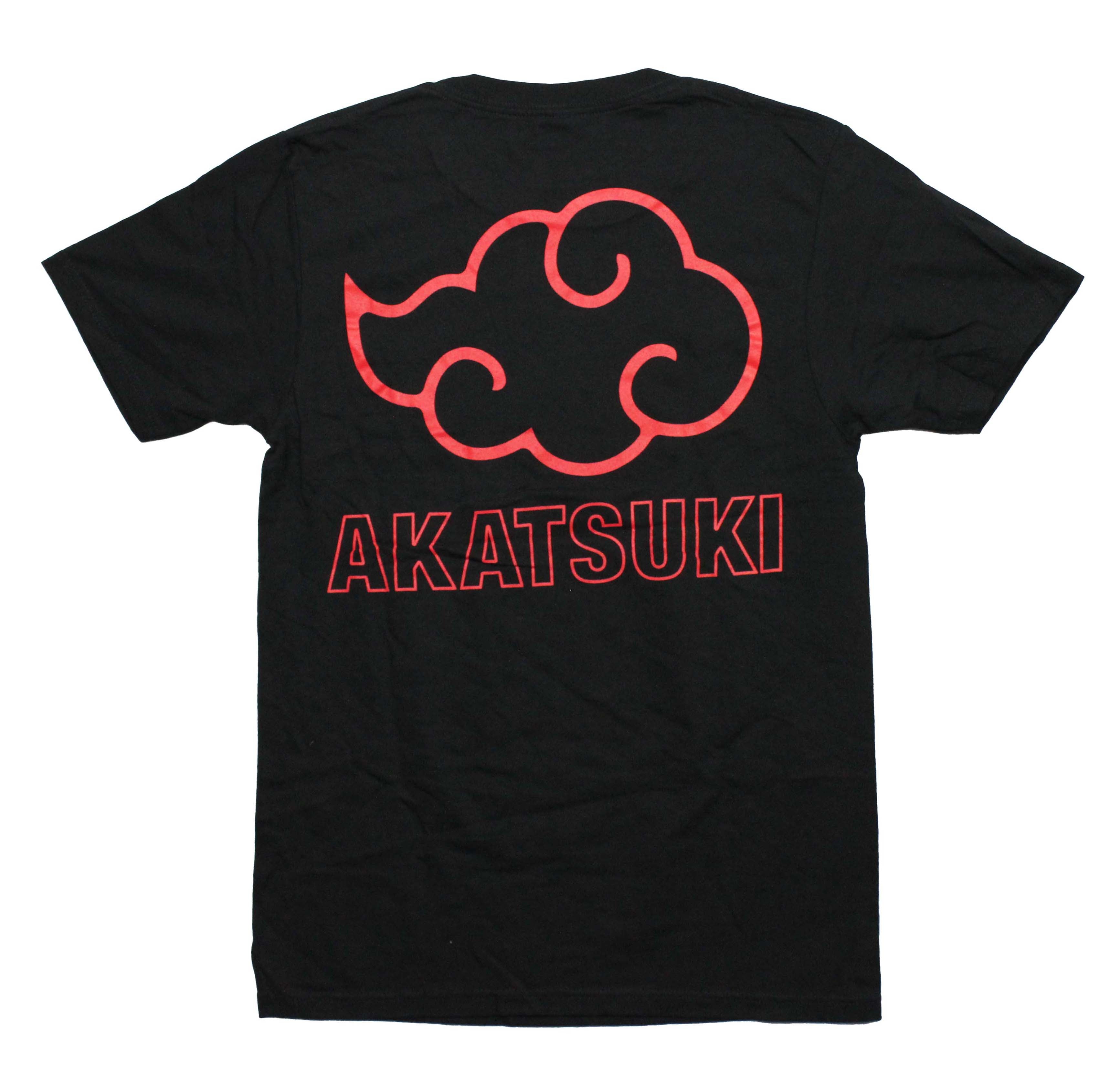 Naruto Shippuden Mens T-Shirt -Chibi Akatsuki Cast with Names Logo on Back