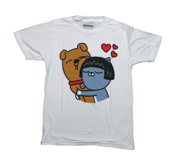 Kakao Friends Mens T-Shirt - Dog & Cat Love Hug