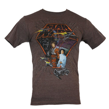 Star Wars Mens T-Shirt - Distressed X-Wing Luke Skywalker & Leia Image
