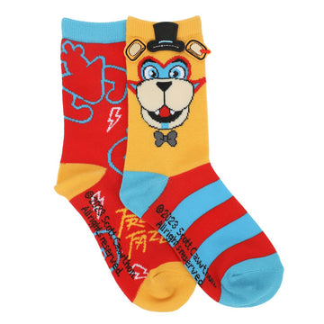 Bioworld Five Nights At Freddy's Freddy Fazbear 2-Pair Multi-color Cartoon Themed Casual Unisex-Kids Crew Socks Size 7-9